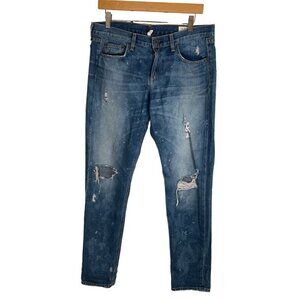 Rag and Bone Women Size 28 Denim Boyfriend Jean Distressed Bleach Splashed Spots
